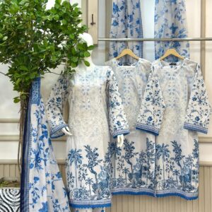 Premium Print+embroidered Cotton 3pc