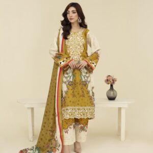 Premium print embroidered Cotton 3pc