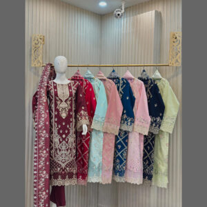 Alif elegant  dyed embroidered dress stitched 3pc