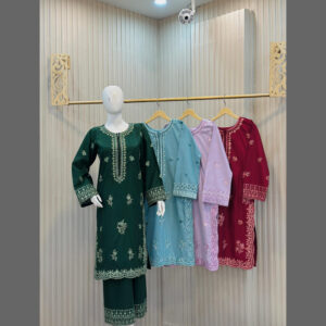Alif embroidery dress with palazo 3pc