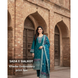 Teal Treasure Khaddar Embroidered 3pc dress